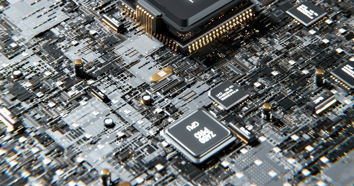 Primer plano de una placa de circuitos con chips